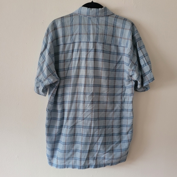 Patagonia Vintage Mens Organic Cotton Short Sleeve Button Up Blue Plaid Medium - Picture 4 of 7